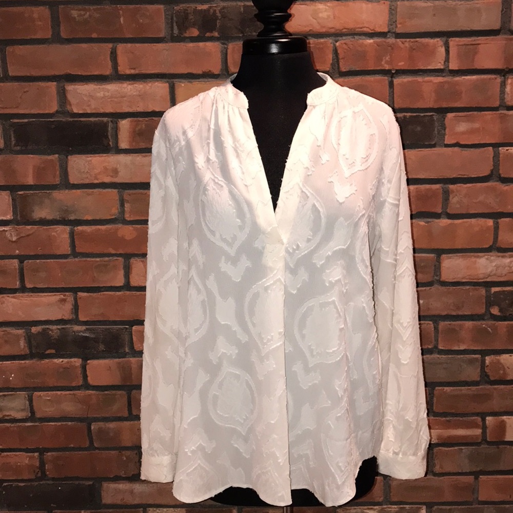 ☁️🍁LOFT Chiffon Floral Pretty Textured Fall Blous